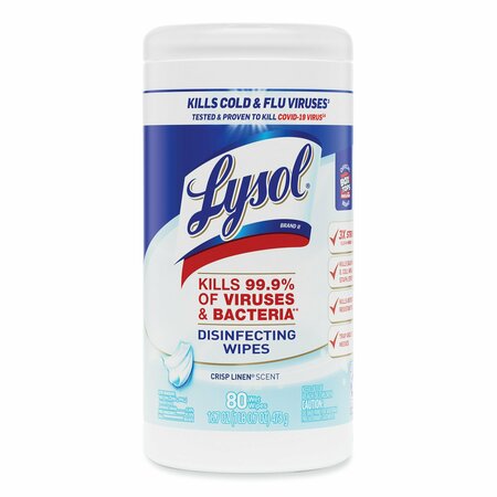 LYSOL Disinfecting Wipes, Canister, Crisp Linen, White 19200-89346